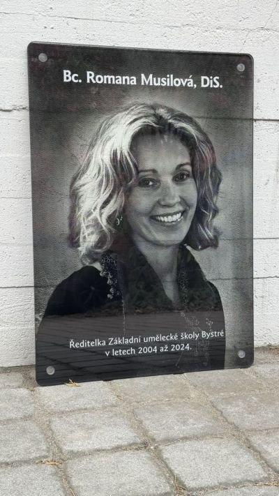 Memorial plaque with a photograph