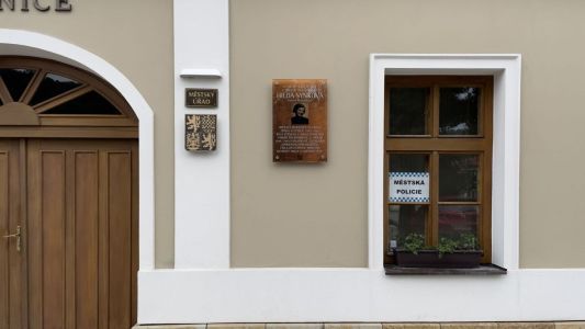Memorial plaque with a photograph